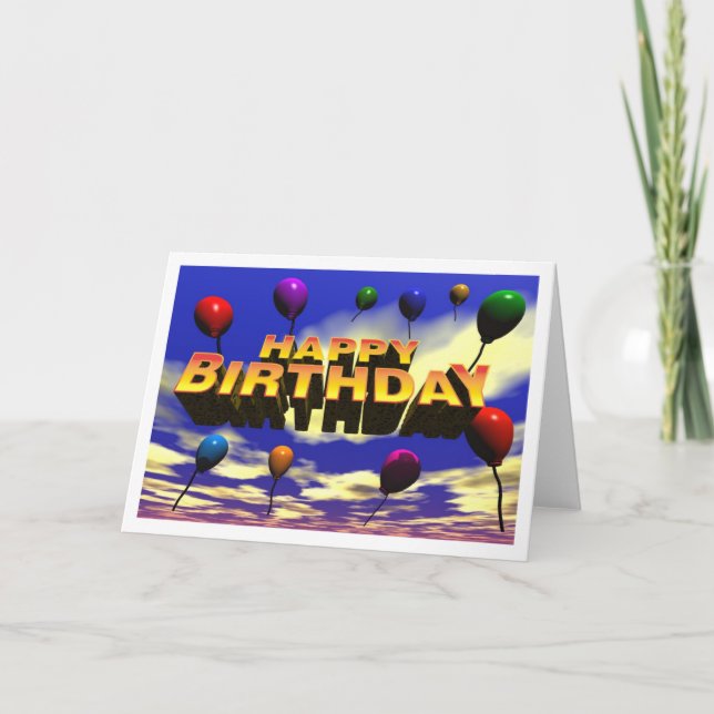 Grattis på födelsedagenBallons Kort (Framsida)