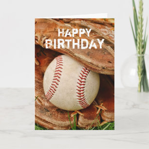 Grattis på födelsedagenbaseball och gammal karda kort