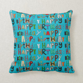 grattis på födelsedagenblått kudde
