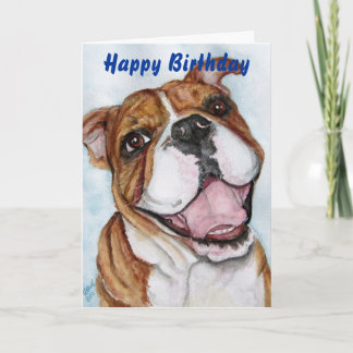 Grattis på födelsedagenbulldoggleende kort