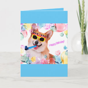 Grattis på födelsedagenCorgi med exponeringsglas Kort