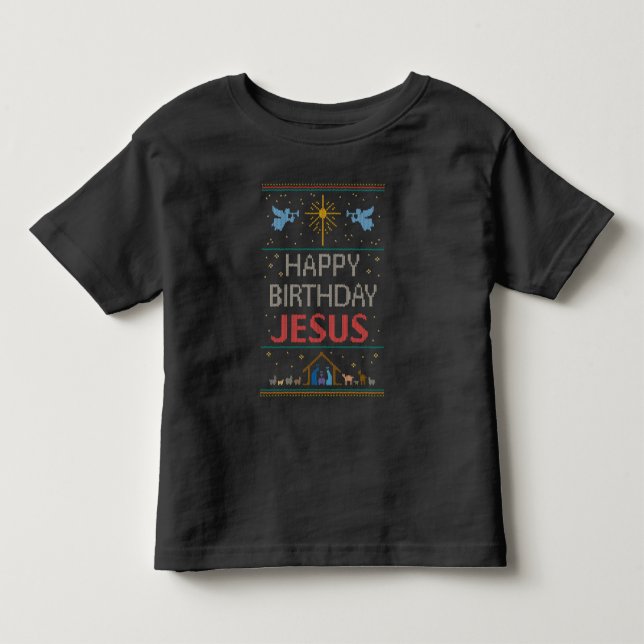 Grattis på födelsedagenJesus ful Chrismas tröja (Framsida)