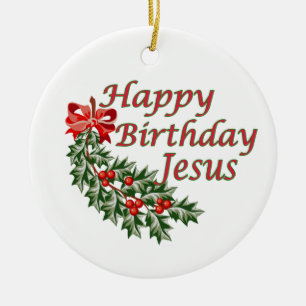 Grattis på födelsedagenJesus prydnad Julgransprydnad Keramik