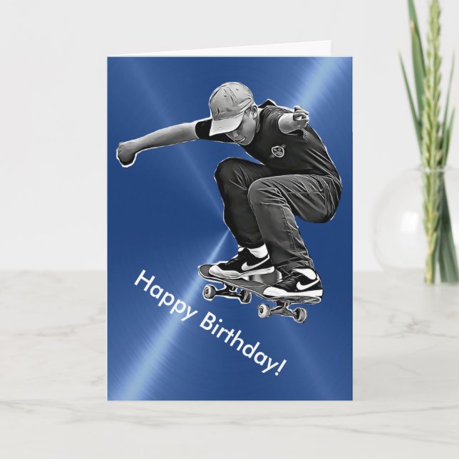 Grattis på födelsedagenkort med Skateboarddiagram Kort (Framsida)