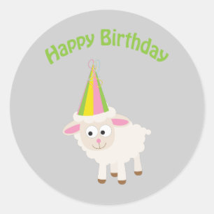 Grattis på födelsedagenLamb Runt Klistermärke