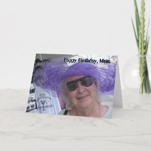 Grattis på födelsedagenmamma, dam i purpurfärgad kort