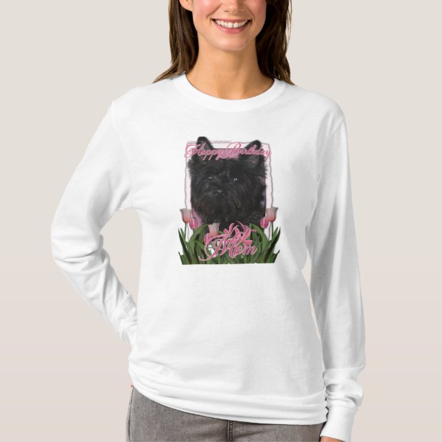 Grattis på födelsedagenmamma - röse - svart - tee (Framsida)