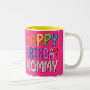 Grattis på födelsedagenmammor - lycklig färgglad Två-Tonad mugg