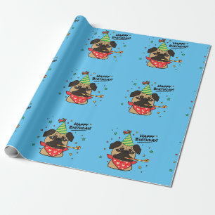 Grattis på födelsedagenmopspojke presentpapper
