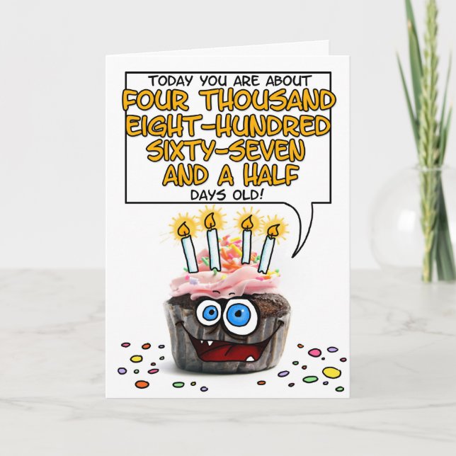 Grattis på födelsedagenmuffin - 13 gammala år kort (Framsida)