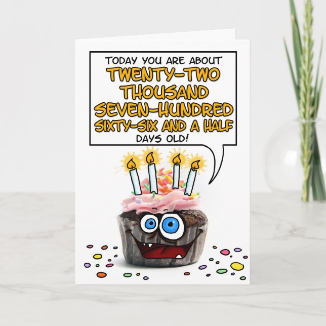 Grattis på födelsedagenmuffin - 62 gammala år kort (Framsida)