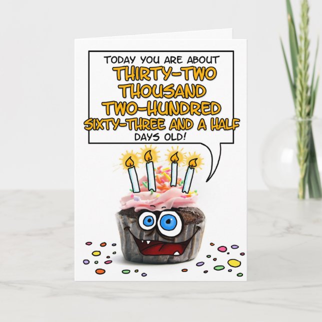 Grattis på födelsedagenmuffin - 88 gammala år kort (Framsida)