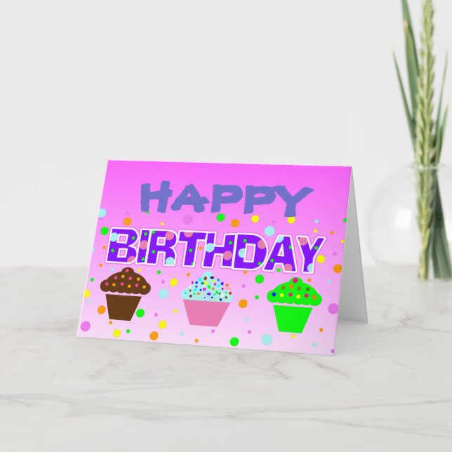 Grattis på födelsedagenmuffinskort kort (Framsida)