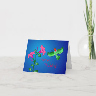 Grattis på födelsedagenPetunia med hummingbirden Kort