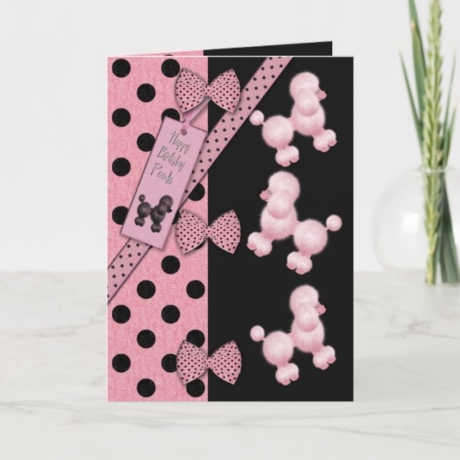 Grattis på födelsedagenpudel kort (Framsida)