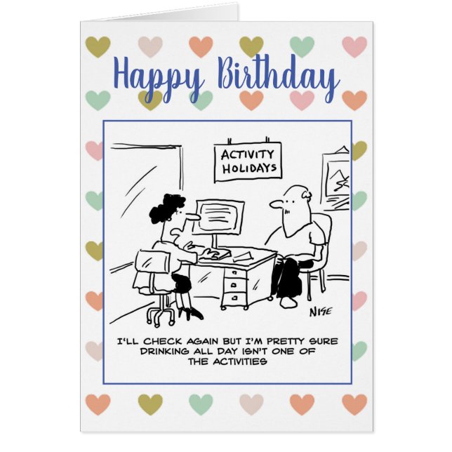 Grattis på födelsedagenresebyråmantema hälsningskort (Framsidan)