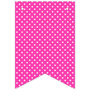 Grattis på födelsedagenshock rosa med vitpolka vimplar
