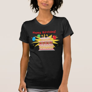 Grattis på födelsedagentårta och ballonger tee shirt