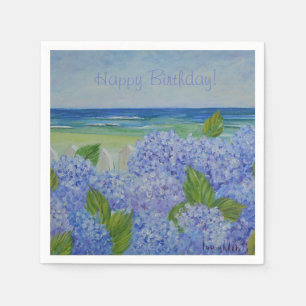 Grattis på födelsedagenvanlig hortensia vid have pappersservett