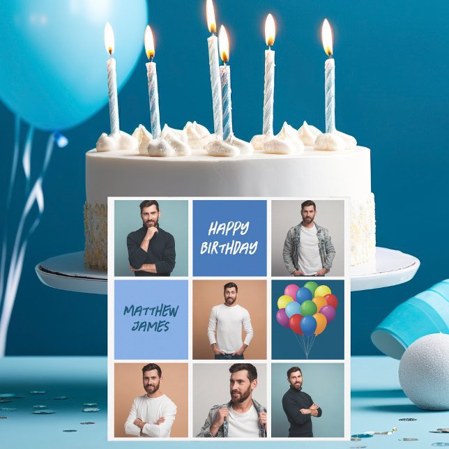Grattis på födelsedagsmens Fotokollage Personalise Kort (Skapare uppladdad)