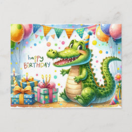 Grattis på födelsedagspartiet Alligator Party-kort Vykort