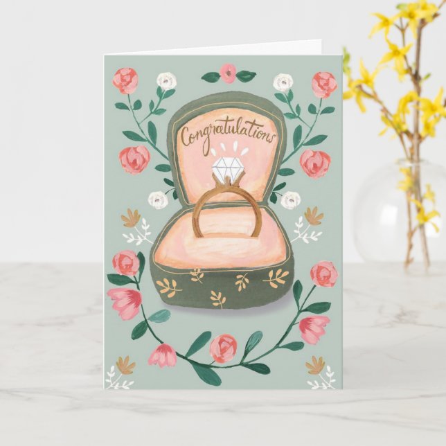 Grattis på förlovningen kort (Gul blomma)