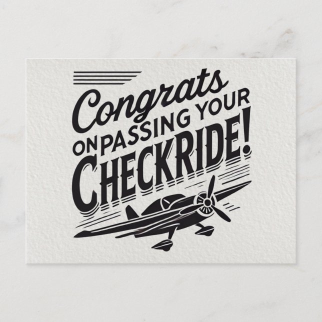 Grattis på godkänd checkflygning! vykort (Framsida)