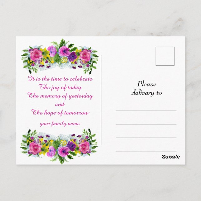 Grattis på grundarens dag vykort (Baksida)