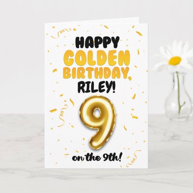 Grattis på gyllene födelsedagen, 9-års födelsedags kort (Liten växt)