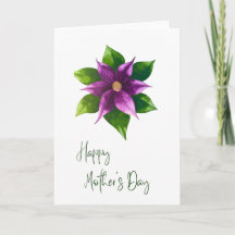 Grattis på Mors Dag Akvarell Blommig Kort