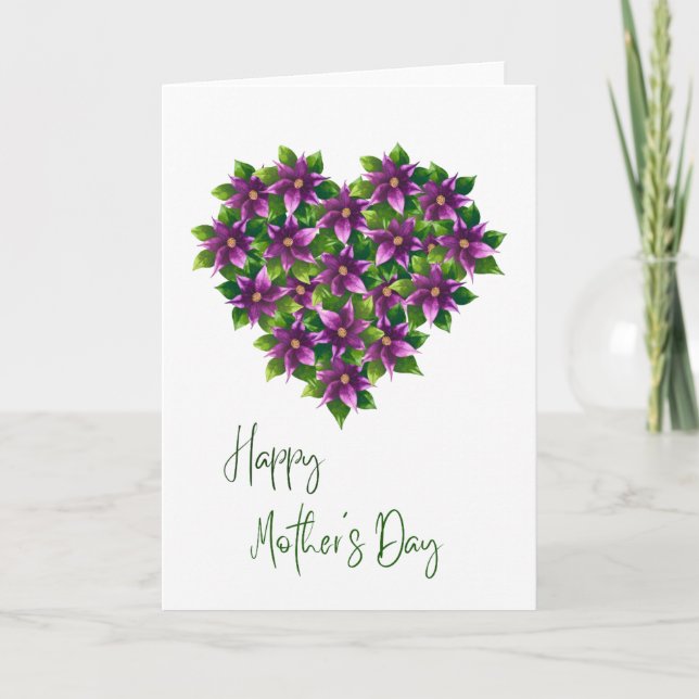 Grattis på Mors Dag Akvarell Blommig Kort (Framsida)