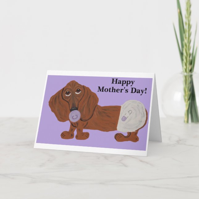 Grattis på mors dag Baby Dachshund Helgkort (Framsida)