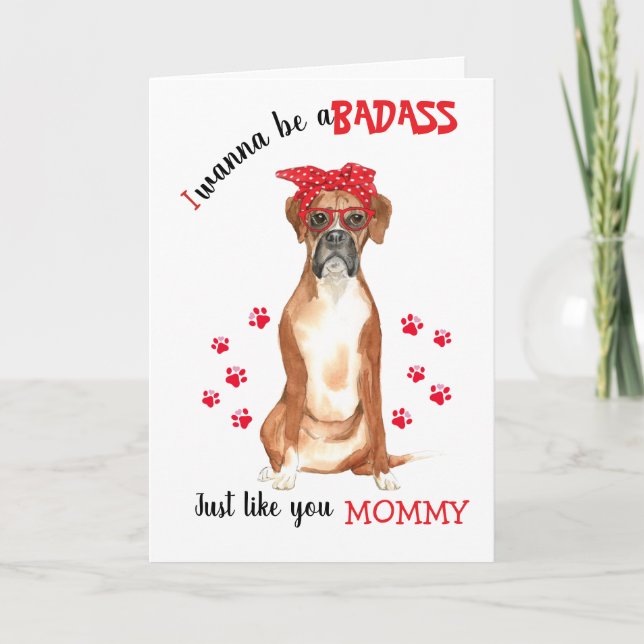Grattis på Mors dag Badass din Boxerhund Kort (Framsida)