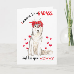 Grattis på mors dag Badass Siberian Husky Hund Kort