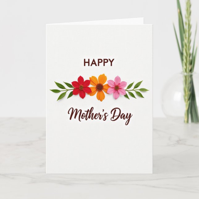 Grattis på mors dag Blommig kort (Framsida)