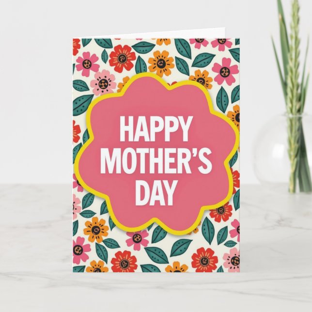 Grattis på mors dag blommor kort (Framsida)
