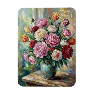 Grattis på Mors Dag Blomsterbukett Kort Magnet
