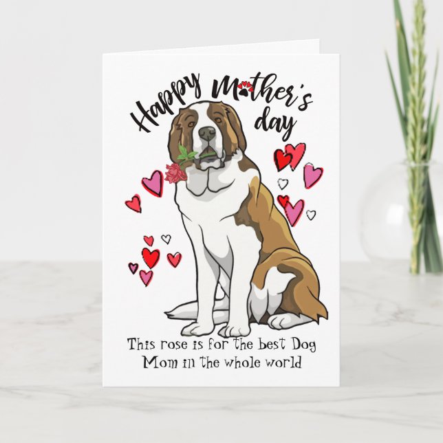 Grattis på mors dag från din Sankt Bernhardshund Kort (Framsida)
