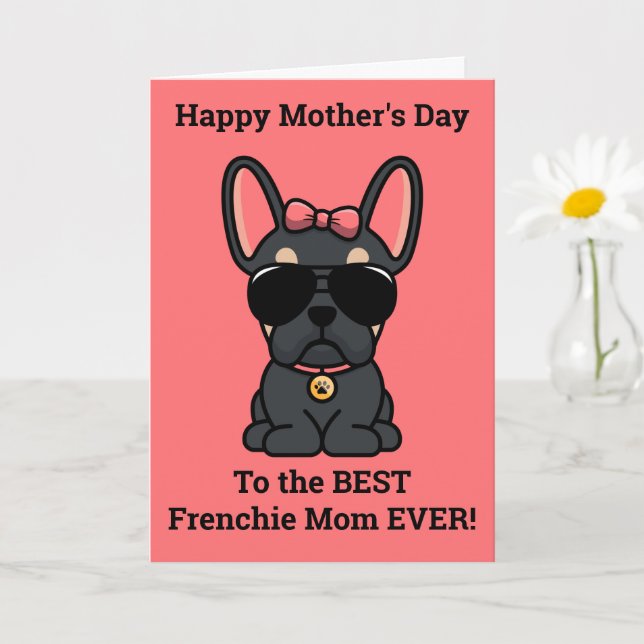 Grattis på Mors dag från Dog Black Tan Frenchie Kort (Liten växt)