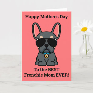 Grattis på mors dag från Dog Blue Tan Frenchie Kort