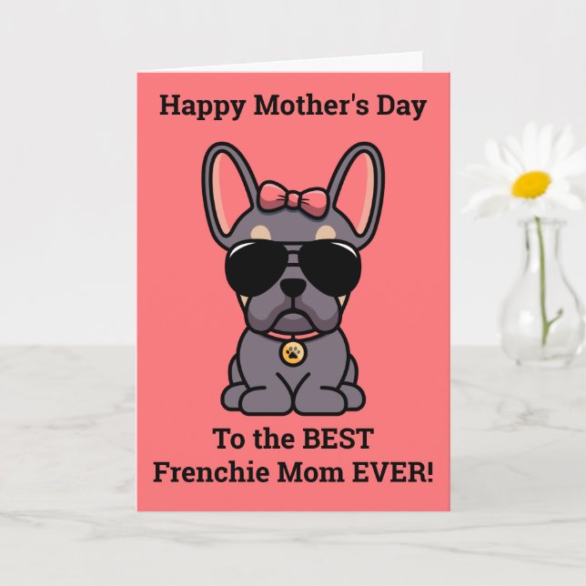 Grattis på mors dag från Dog Lilac Tan Frenchie Kort (Liten växt)