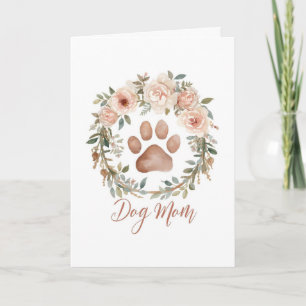 Grattis på mors dag från hunden Vattenfärg blommor Kort