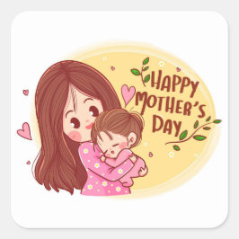 Grattis på mors dag  fyrkantig dekal fyrkantigt klistermärke