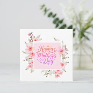 Grattis på Mors dag I Rosa Körsbärsblom Floral Kort