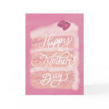 Grattis på mors dag Jordgubbstårta Vykort