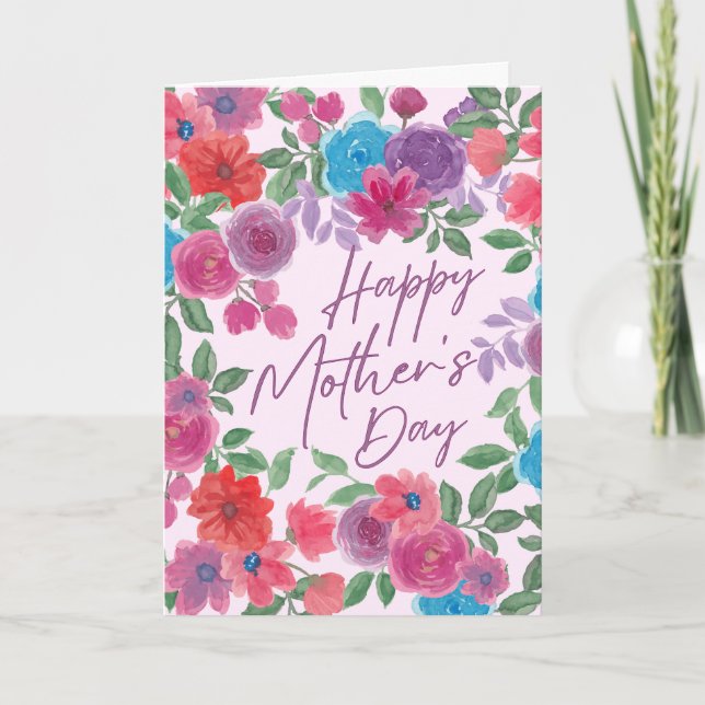 Grattis på mors dag Kort Blommig Välkomstkort (Framsida)