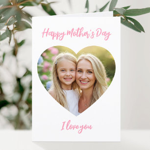 Grattis på mors dag Mamma Foto Sött Hjärta Rosa Kort