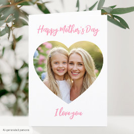 Grattis på mors dag Mamma Foto Sött Hjärta Rosa Kort