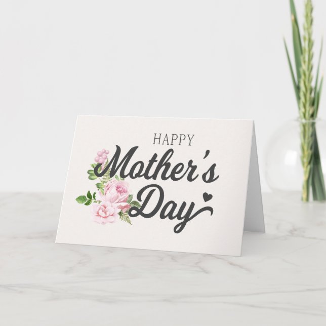 Grattis på Mors dag med Rosa Rosor | Vykort (Framsida)
