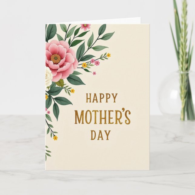 Grattis på mors dag Peony-kort Kort (Framsida)